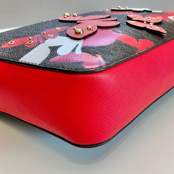 Michael Kors NWOT Ltd Edition Butterfly Applique Red & Brown Crossbody MSRP $298 - Picture 8 of 15